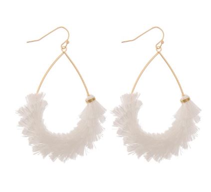 Sassy White Tassel Earrings